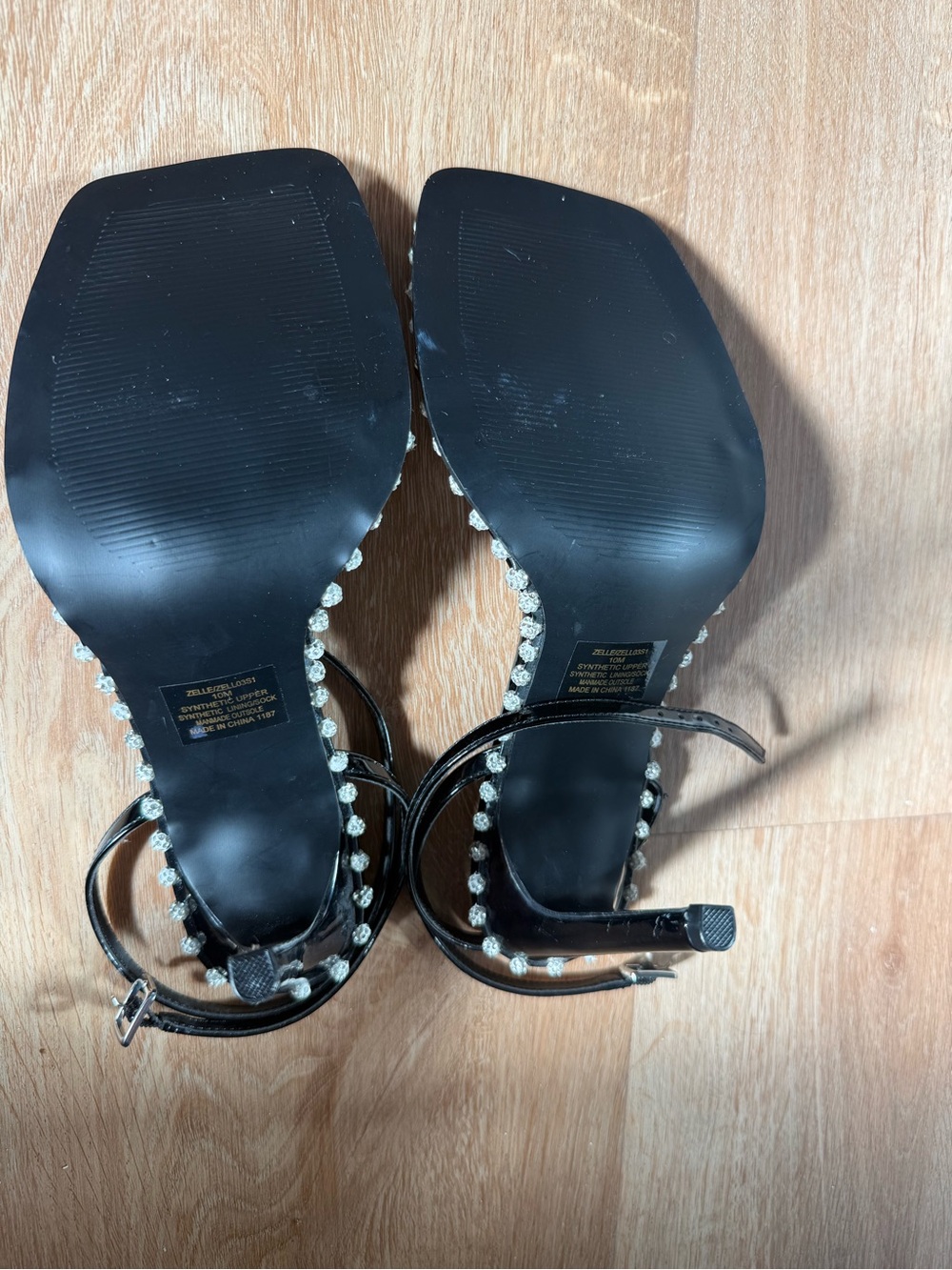 Steve Madden Black Patent Crystal-Trim Strappy Stiletto Heels - Picture 4 of 4